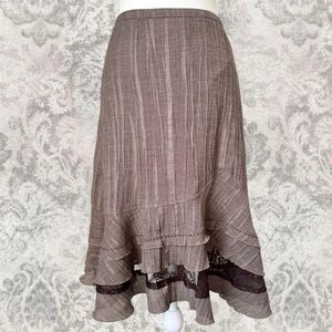 Passion Collection Brown Lace Ruffle Western Boho Cottagecore Women’s Skirt